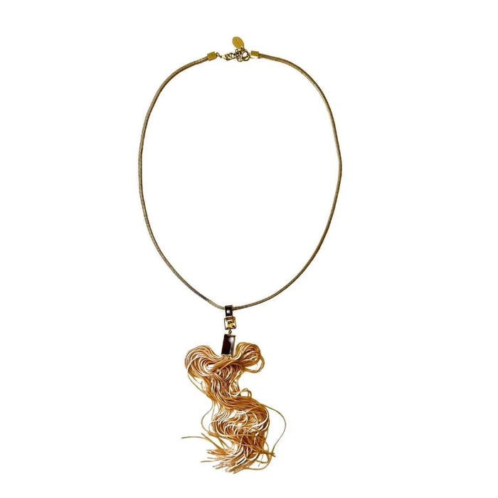 May Moma gold-tone tassel pendant necklace with geometric charm