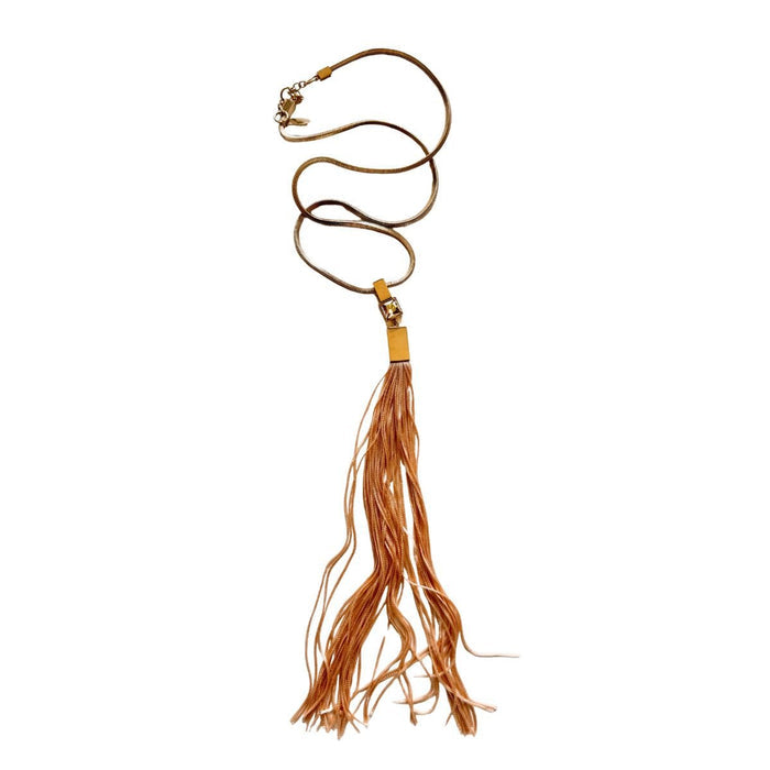 May Moma gold-tone tassel pendant necklace with geometric charm