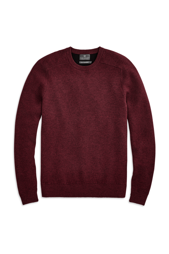 Malbec Heather | Front view of Tech Cashmere Crew Neck Sweater in Malbec Heather