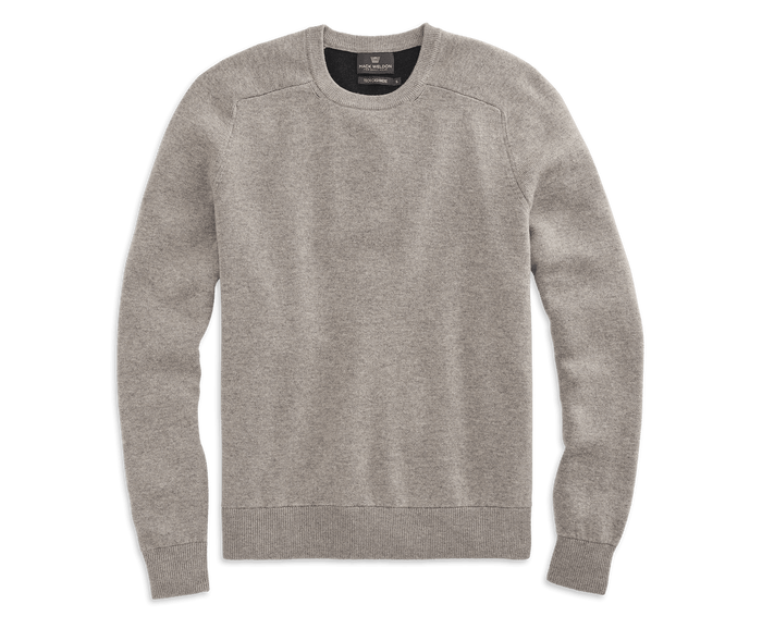 Walnut Heather | Front view of Tech Cashmere Crew Neck Sweater in Walnut Heather
