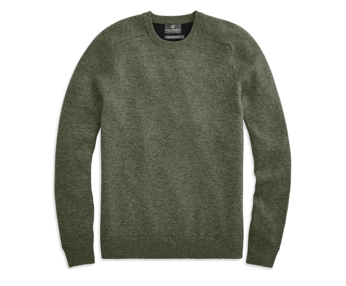 Forest Heather | Front view of Tech Cashmere Crew Neck Sweater in Forest Heather