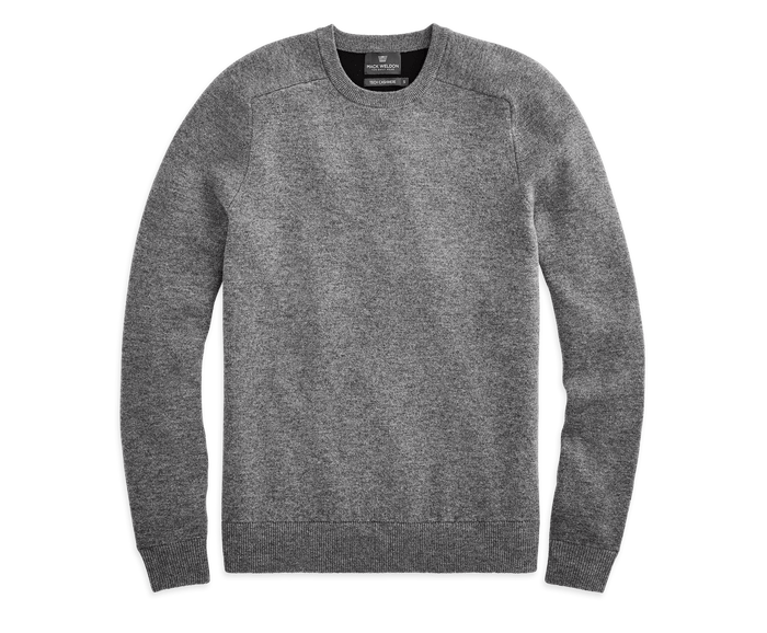 Graphite Heather | Front view of Tech Cashmere Crew Neck Sweater in Graphite Heather