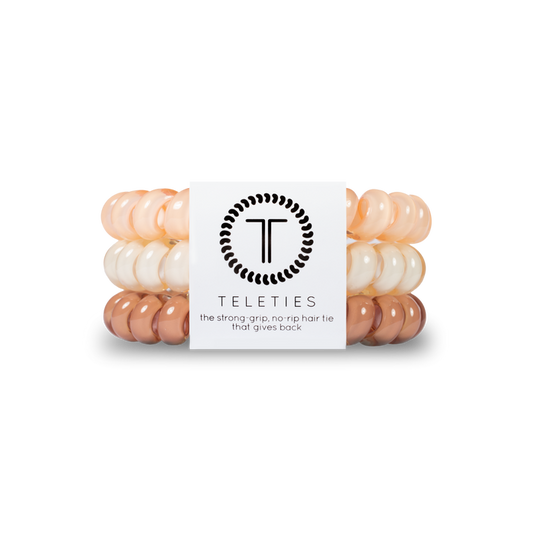 TELETIES Large Spiral Hair Ties – For the Love of Nudes (3-Pack)