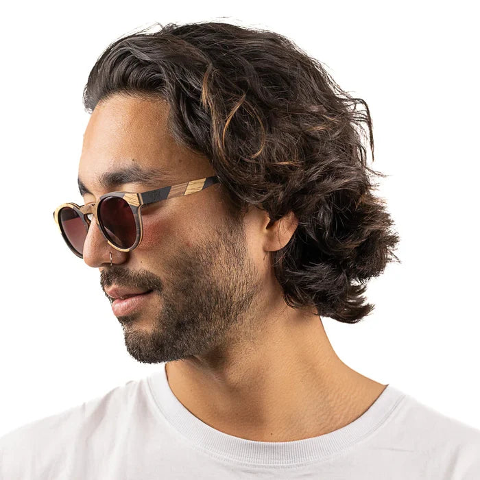 THE DRIFTER - Sunglasses l Maple and Ebony Wooden Sunglasses l Brown Graduated Polarised Lens