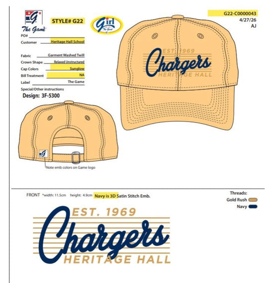 The Game hat, ladies, sunglow, Chargers in navy