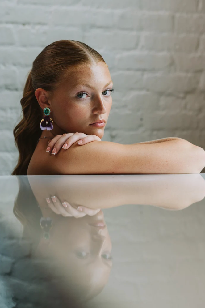 The Pink Reef Emerald Pansy Earring