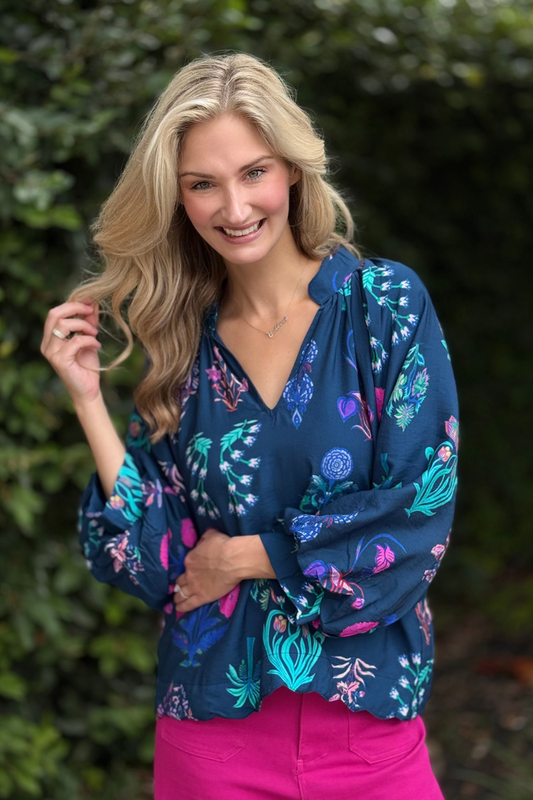 The Twilight Botanica Blouse in Navy