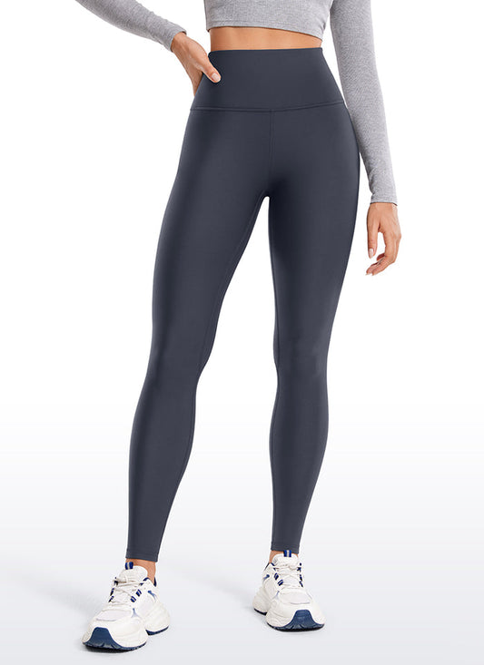 CRZ YOGA Women's Winter High Rise Thermal Fleece Lined Leggings 28'' Navy