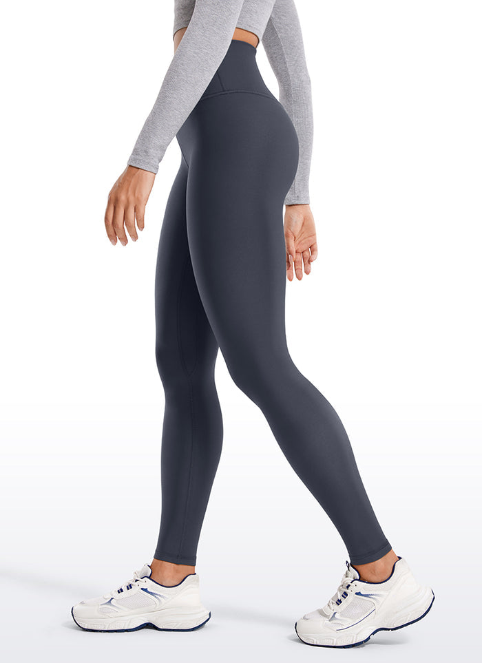 CRZ YOGA Women's Winter High Rise Thermal Fleece Lined Leggings 28'' Navy