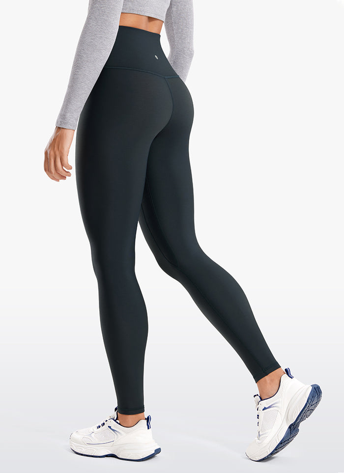 CRZ YOGA Women's Winter High Rise Thermal Fleece Lined Leggings 28'' True Navy