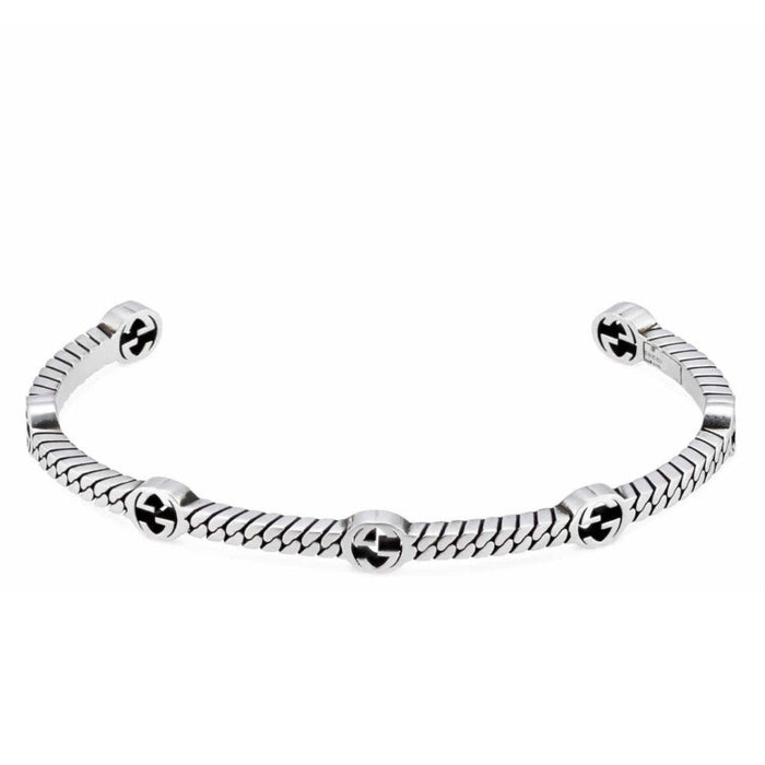 Gucci Thin Interlocking G Sterling Silver Cuff Bracelet - Runway Catalog