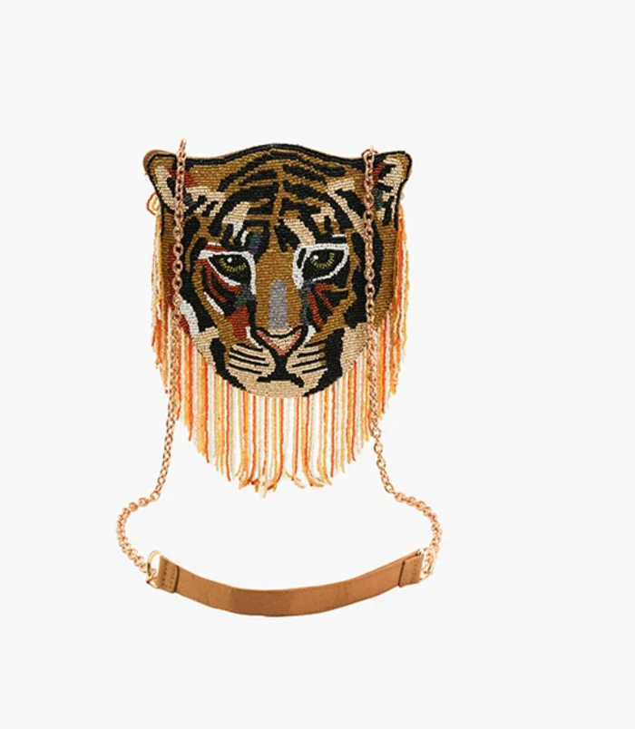 Tiger Shaped Beaded Crossbody Bag