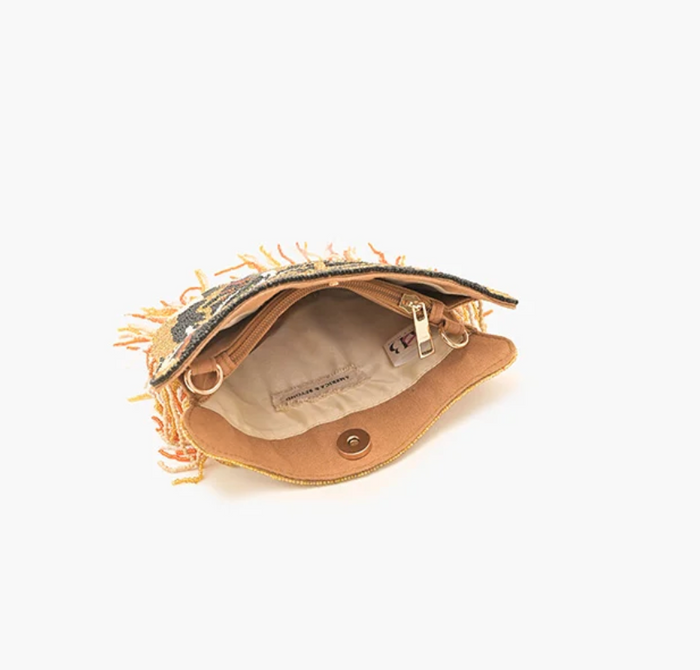 Tiger Shaped Beaded Crossbody Bag