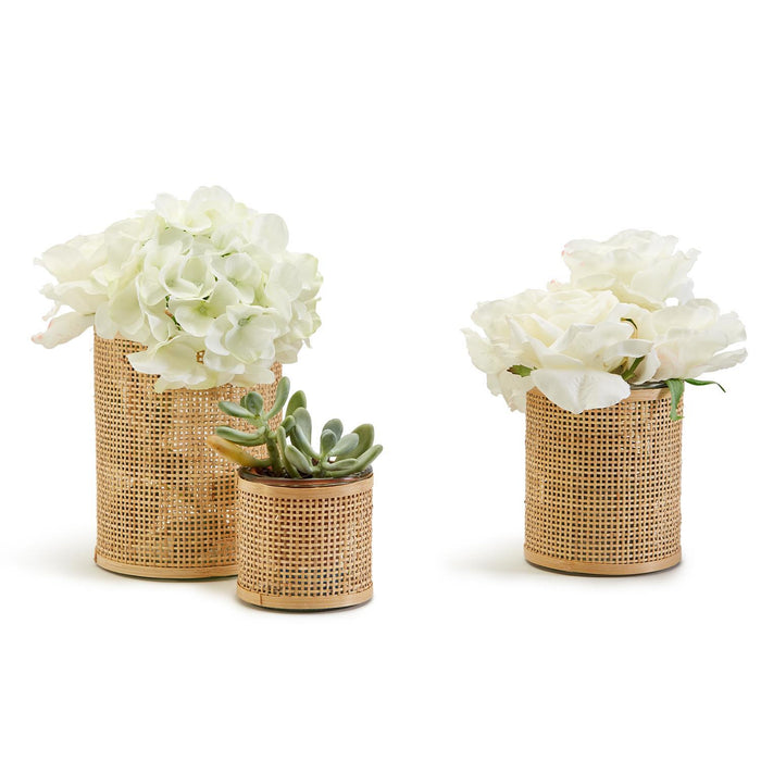 Tight Weave Rattan Wrapped Cachepots