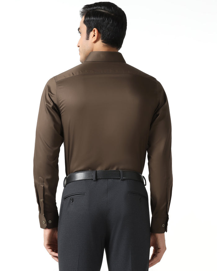 Tobacco Brown Solid Shirt - Roger
