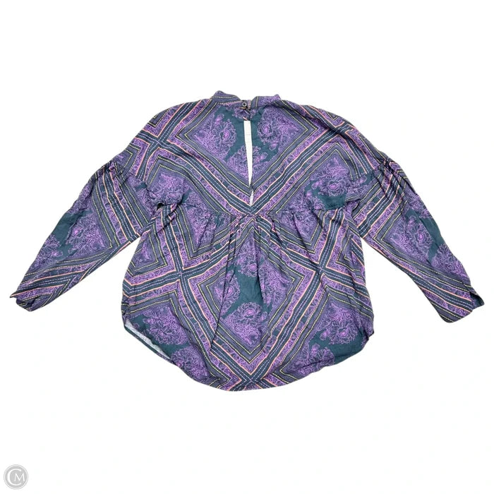Top Long Sleeve By Free People In Grey & Purple, Size: Sp
