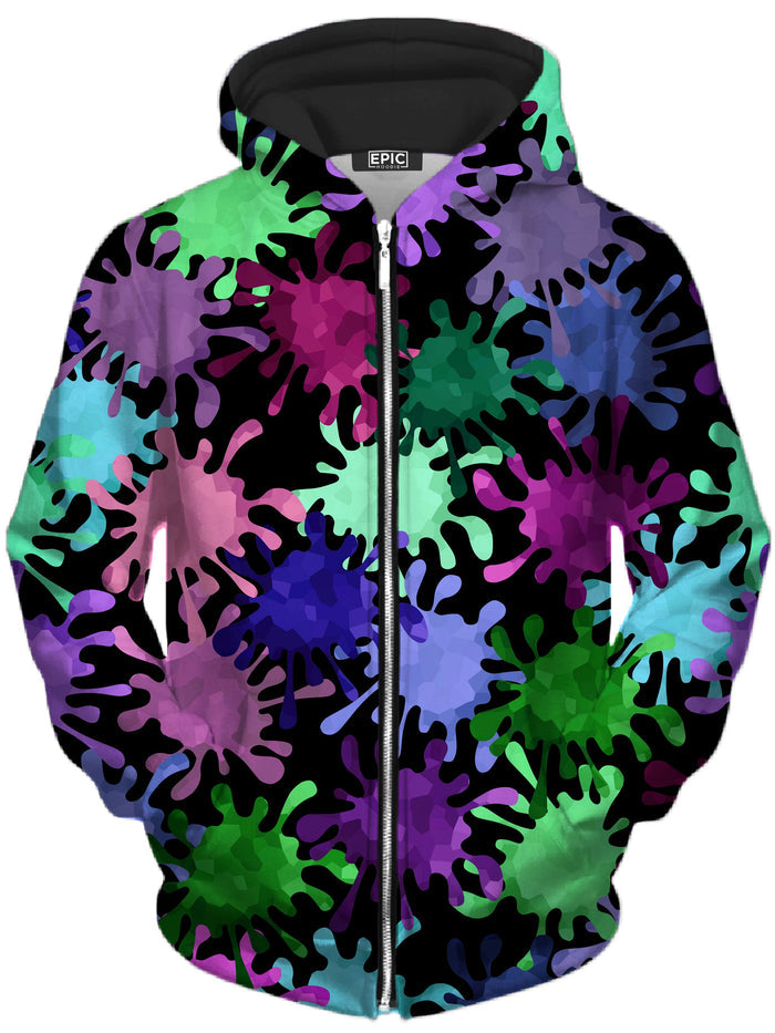 Tripadelic Splatter Unisex Zip-Up Hoodie Sartoris Art Epic Hoodie