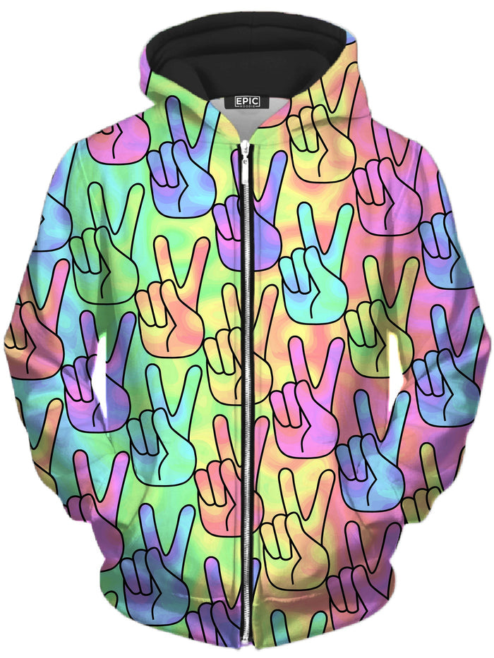 Trippy Peace Signs Unisex Zip-Up Hoodie Sartoris Art Epic Hoodie