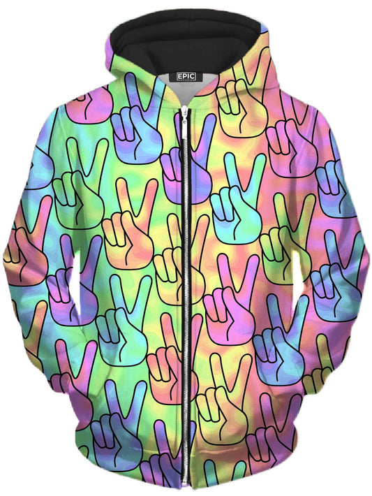 Trippy Peace Signs Unisex Zip-Up Hoodie Sartoris Art Epic Hoodie