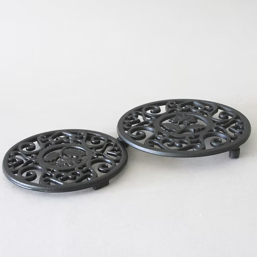 Trivet Pair, Black Cast Iron Design