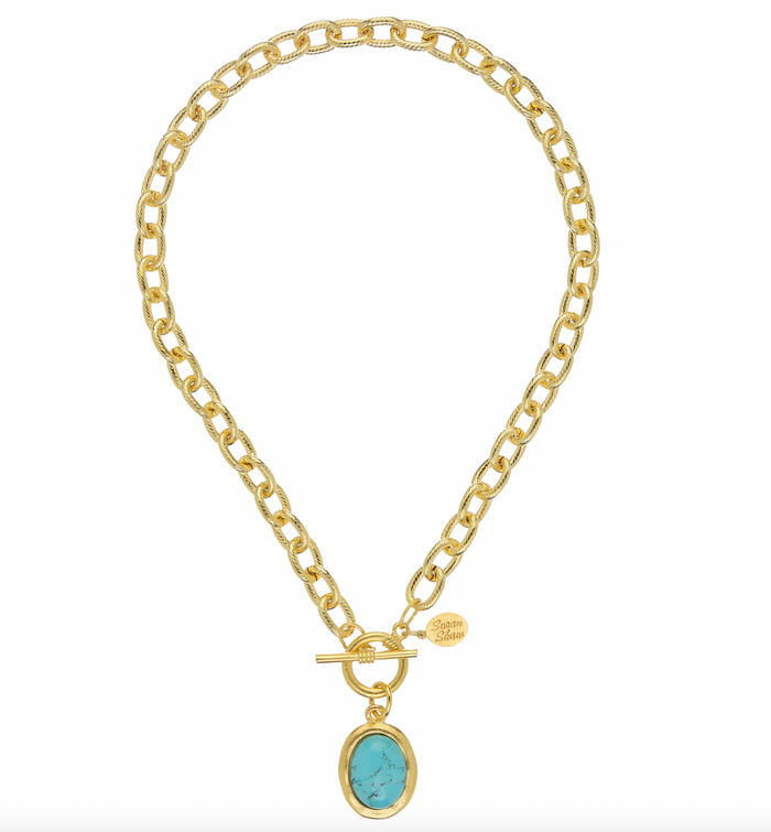 Turquoise Cabochon Toggle Necklace