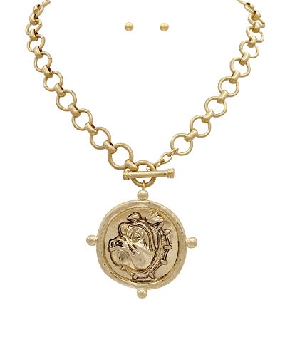 UGA Georgia Bulldogs Medallion Statement Necklace