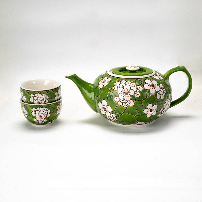 Ume (Plum) Blossoms Tea Set with 2 Cups