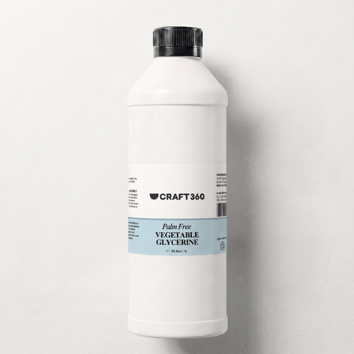 1 L bottle of Palm Free Vegetable Glycerine for skincare and cosmetic formulations