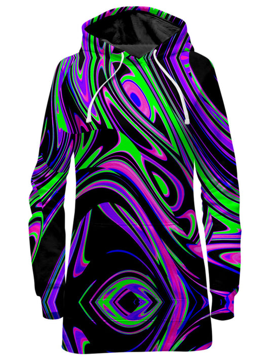 Violet and Lime Blackout Drip Hoodie Dress Big Tex Funkadelic Epic Hoodie