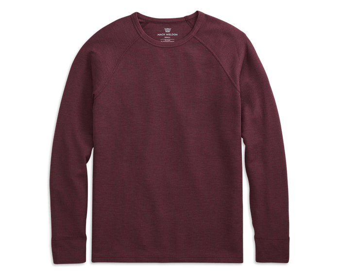 Winestain | Front view of WARMKNIT Waffle Crew Neck in Winestain