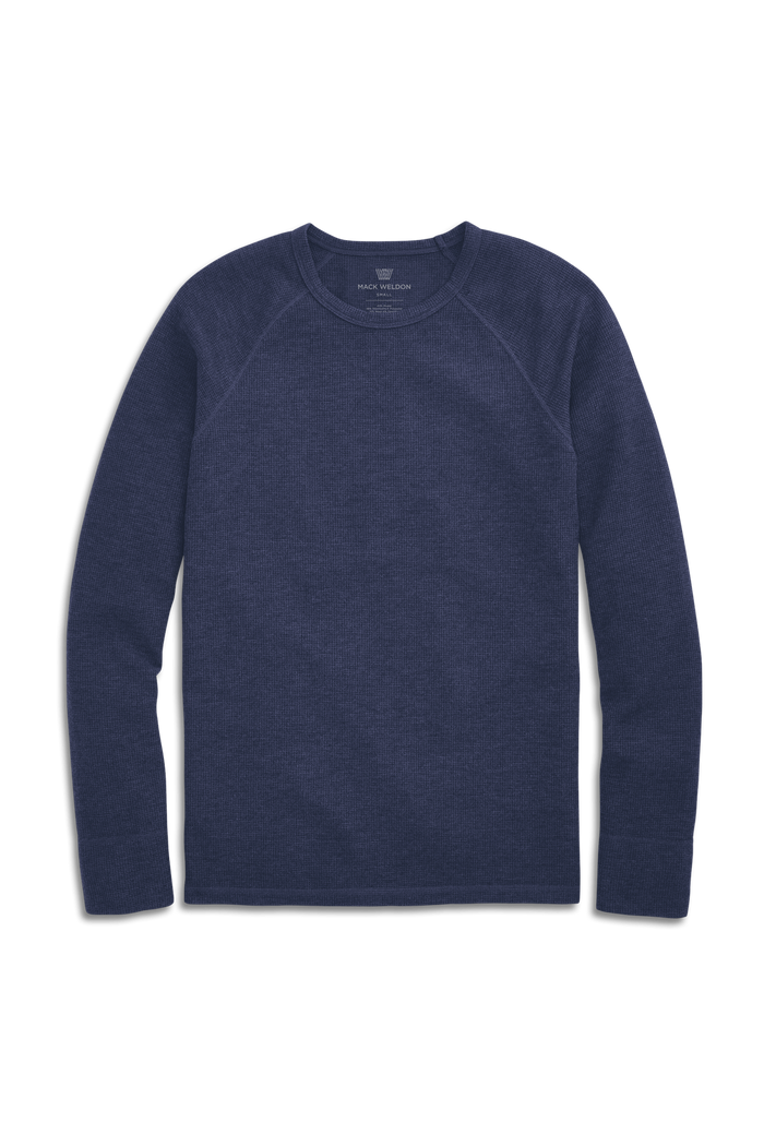 True Navy | Front view of WARMKNIT Waffle Crew Neck in True Navy