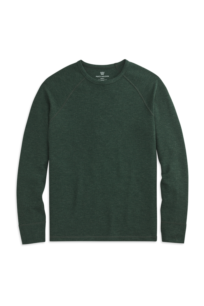 Tannenbaum Heather | Front view of WARMKNIT Waffle Crew Neck in Tannenbaum Heather