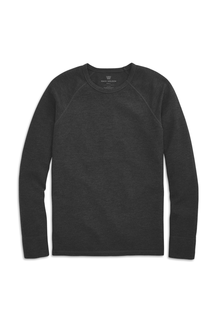 True Black | Front view of WARMKNIT Waffle Crew Neck in True Black