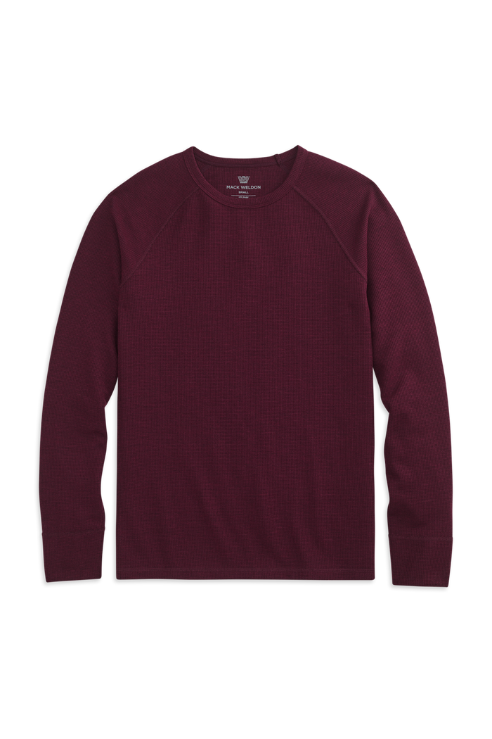 Lambrusco Heather | Front view of WARMKNIT Waffle Crew Neck in Lambrusco Heather