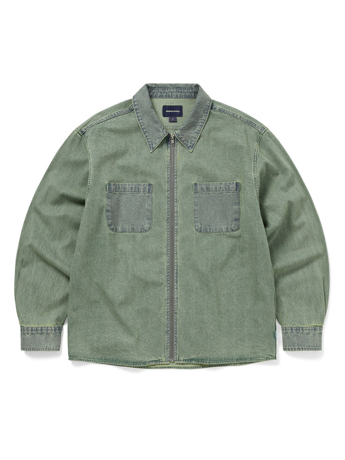 Washed Denim Zip Shirt