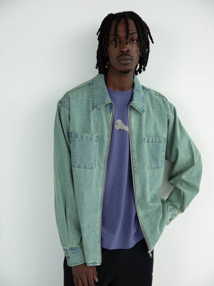 Washed Denim Zip Shirt