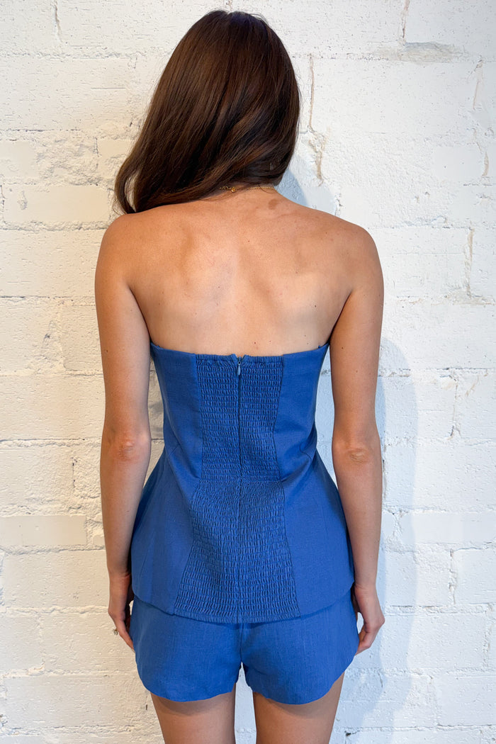 Weekend Getaway Top Blue Back, adeline boutique, dallas boutique, boutique