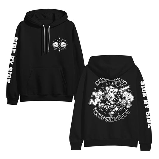 side by side What Goes Up - Black Pullover front and back