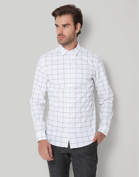 White Check Full Sleeves Shirt