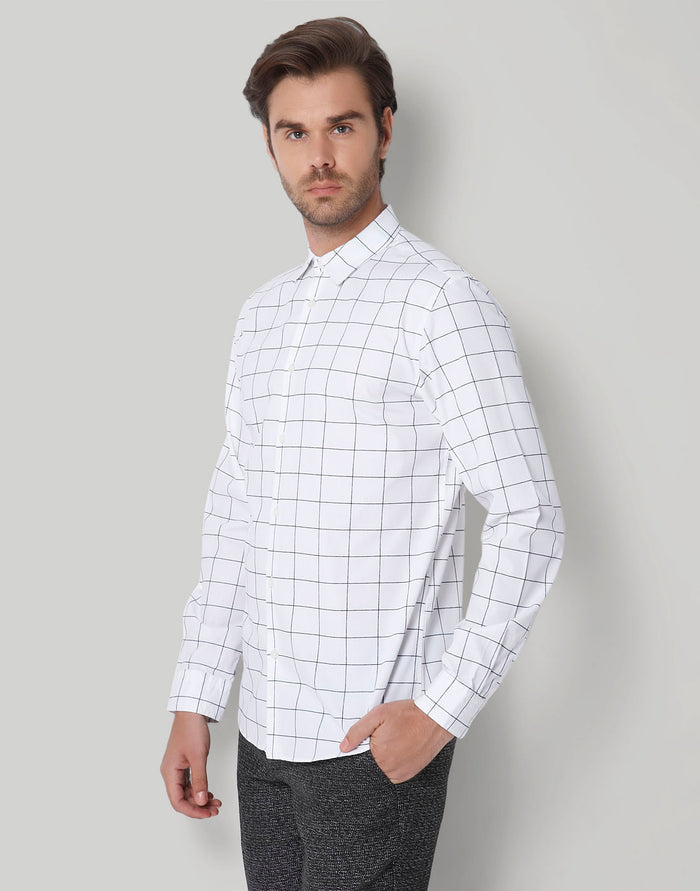 White Check Full Sleeves Shirt