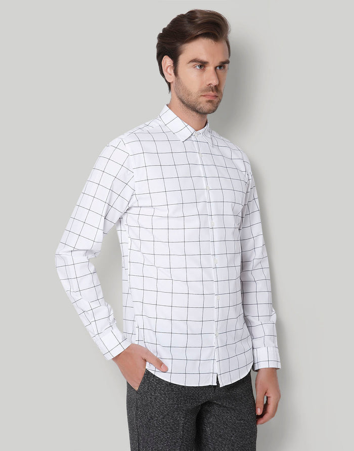 White Check Full Sleeves Shirt