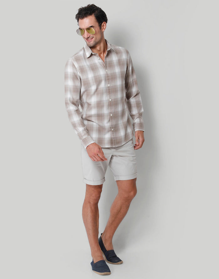 White Check Full Sleeves Shirt