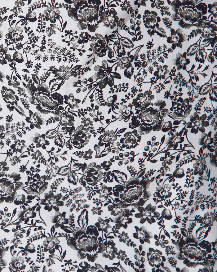 White Floral Print Full Sleeves Shirt