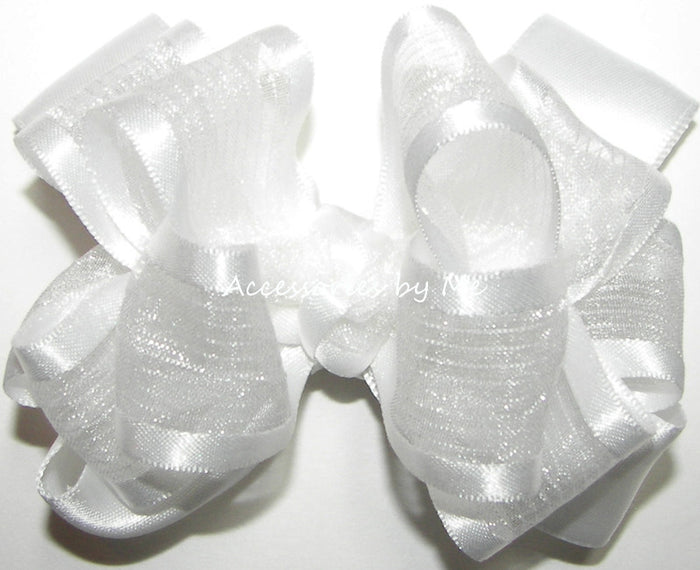 White Organza Satin Hair Clip