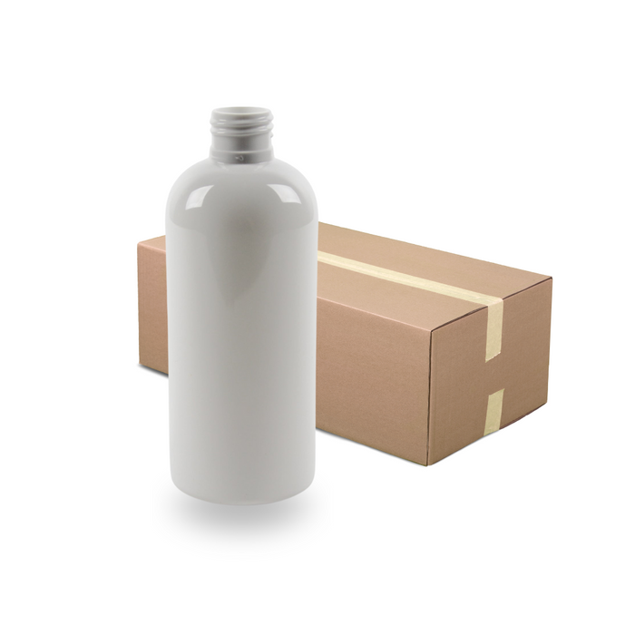 White Plastic Bottle rPET - 'Squat Boston' - 250ml - 24mm (24/410) (Full Carton of 312)
