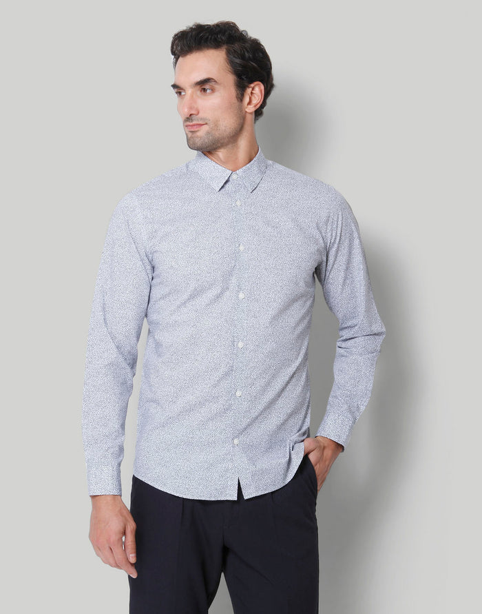 White Printed Full Sleeves Shirt
