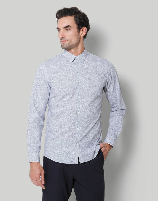 White Printed Full Sleeves Shirt