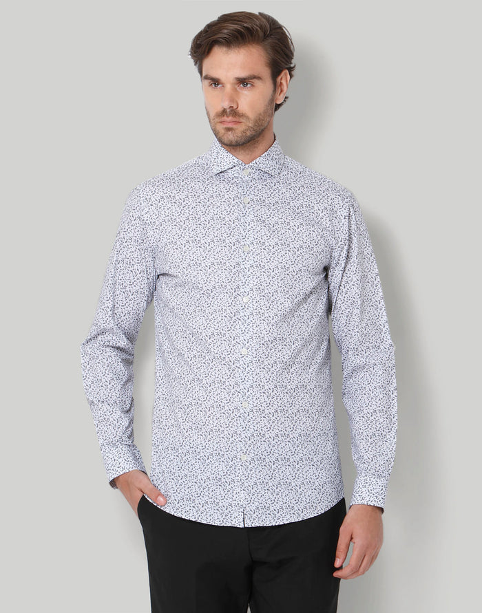 White Printed Full Sleeves Shirt