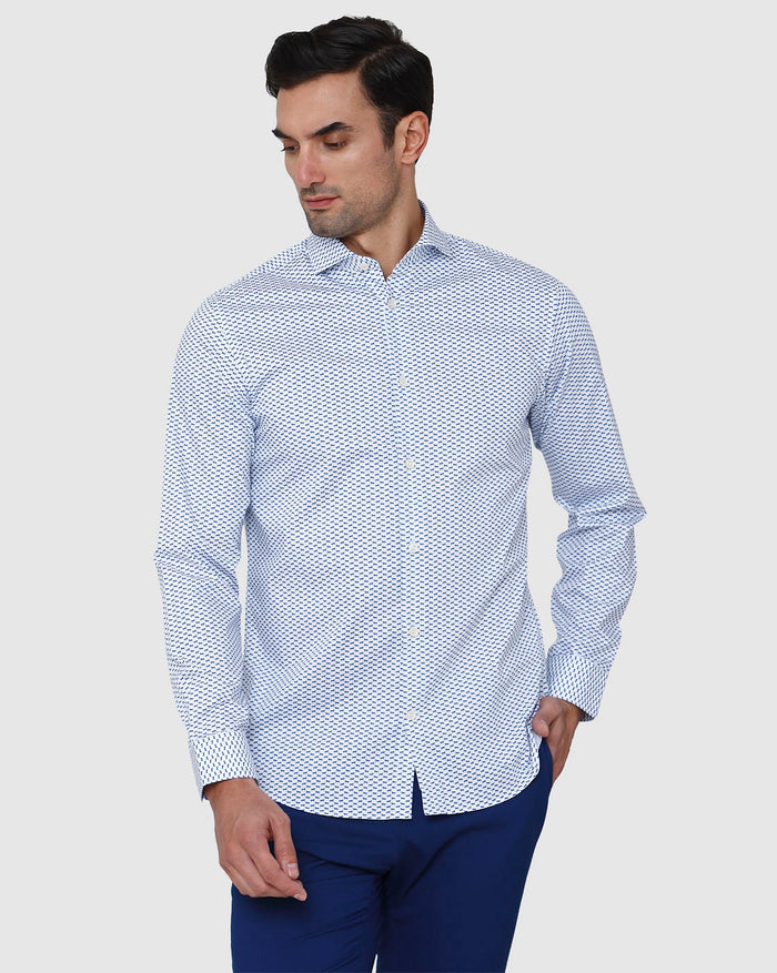 White Printed Full Sleeves Shirt