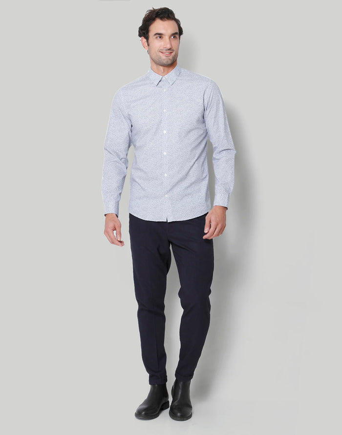 White Printed Full Sleeves Shirt
